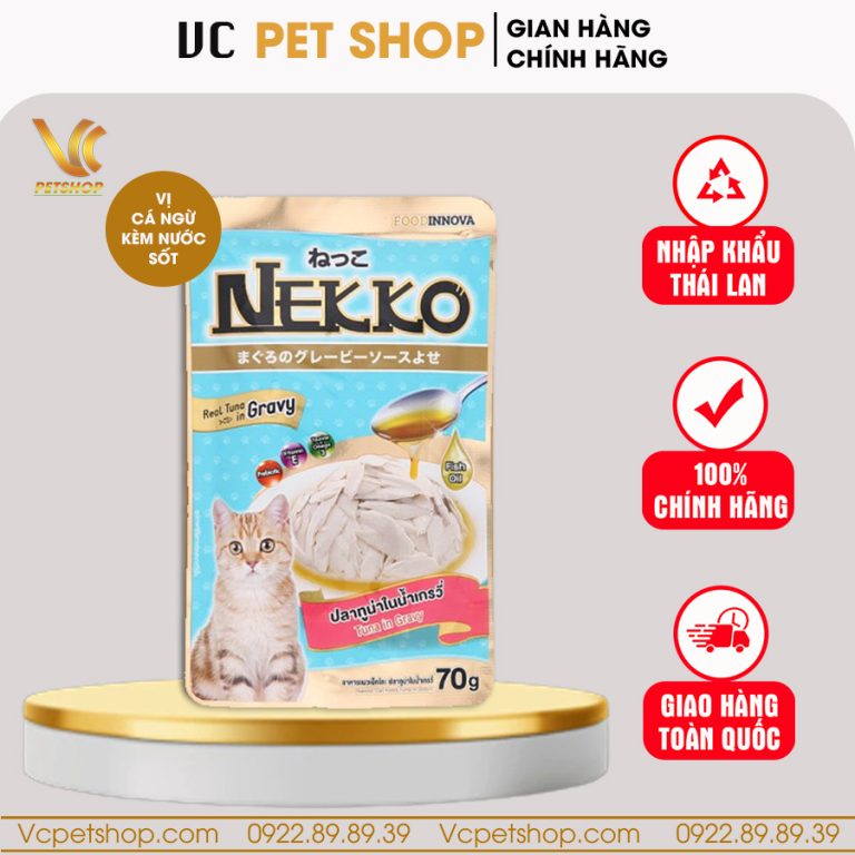 Pate Nekko Gravy cho mèo vị cá ngừ kèm nước sốt gói 70g