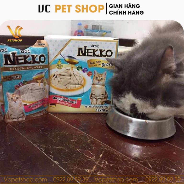 Pate Nekko Gravy cho mèo vị cá ngừ kèm nước sốt gói 70g