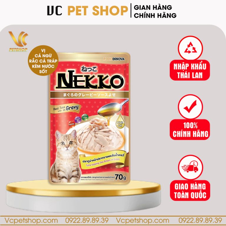 Pate Nekko Gravy cho mèo cá ngừ rắc cá tráp kèm nước sốt 70g