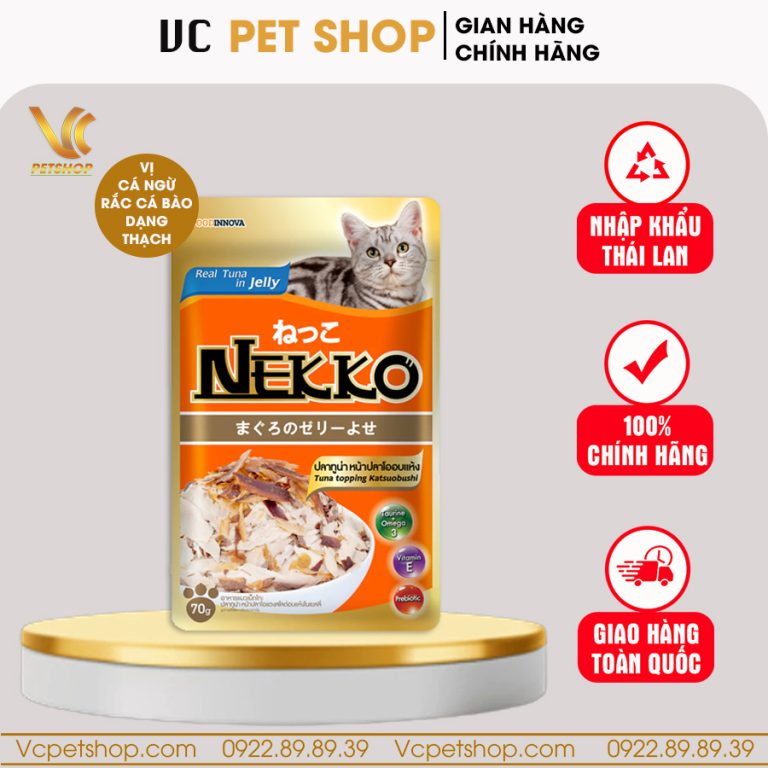 Pate Nekko Jelly cho mèo vị cá ngừ rắc cá bào dạng thạch 70g