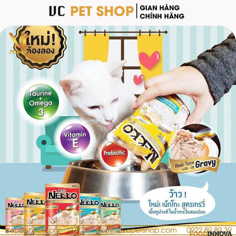 Pate Nekko Jelly cho mèo vị cá ngừ rắc cá cơm sữa dạng thạch 70g