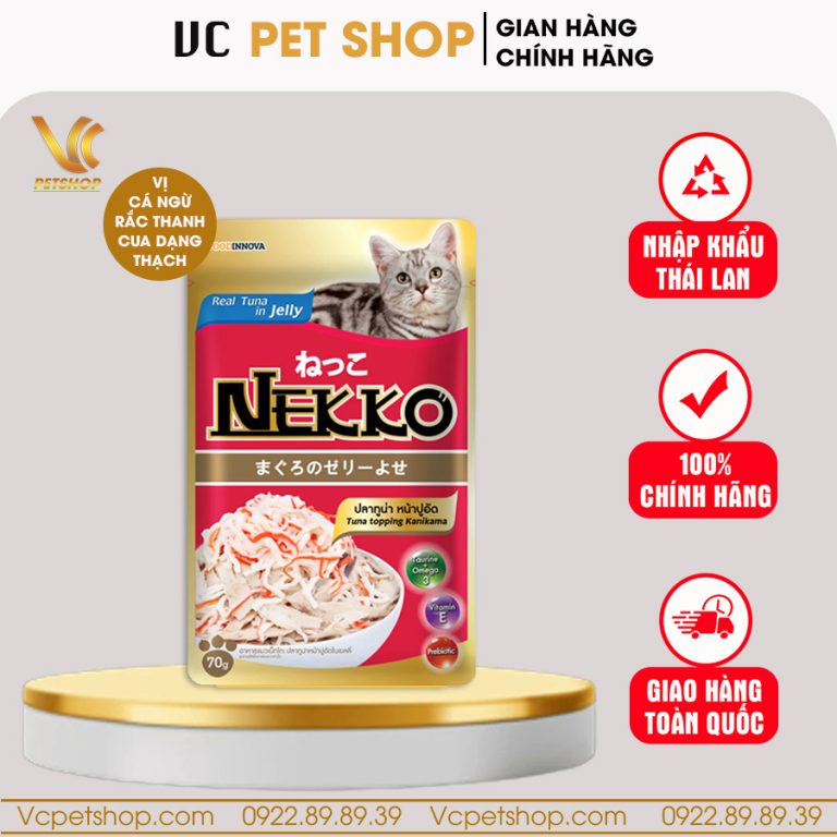 Pate Nekko Jelly cho mèo vị cá ngừ rắc thanh cua dạng thạch 70g