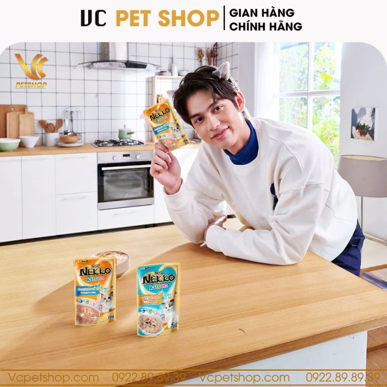 Pate Nekko Kitten cho mèo con vị cá ngừ & cá hồi 70g
