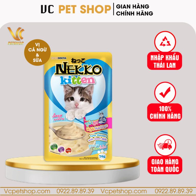 Pate Nekko Kitten cho mèo con vị cá ngừ & sữa 70g