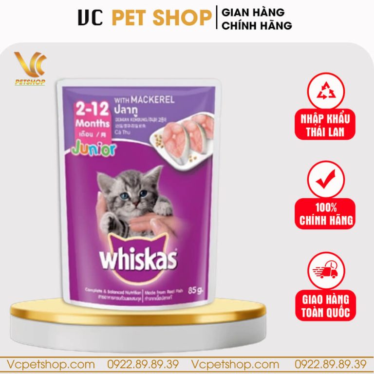 Pate whiskas cho mèo con vị cá thu 80g