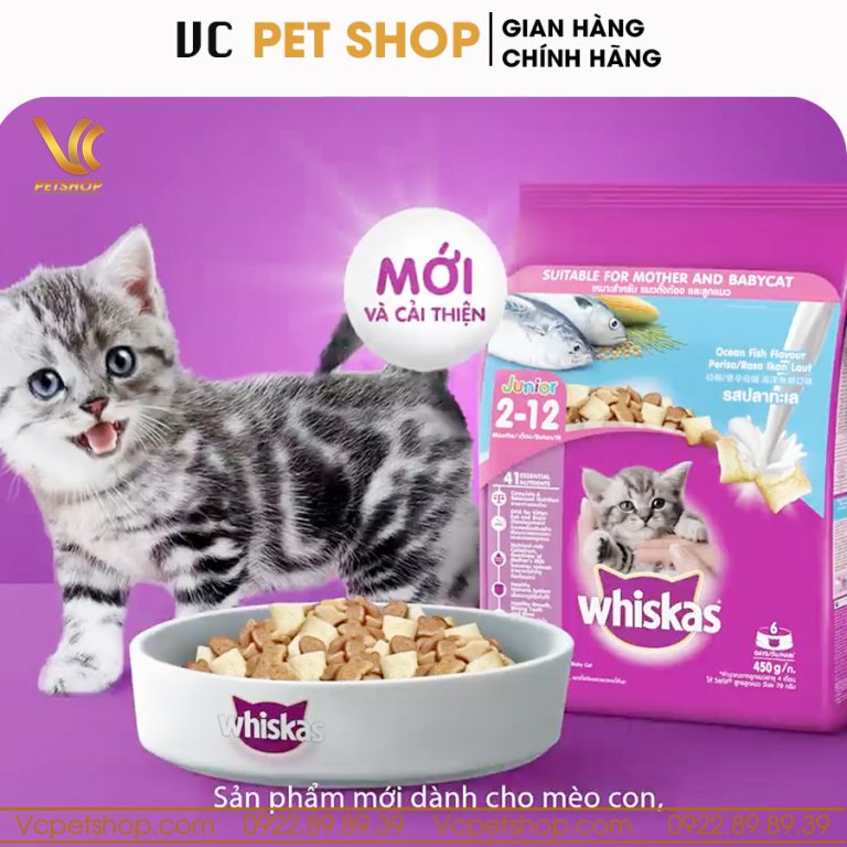 Thức ăn cho mèo con Whiskas Junior vị cá biển và sữa