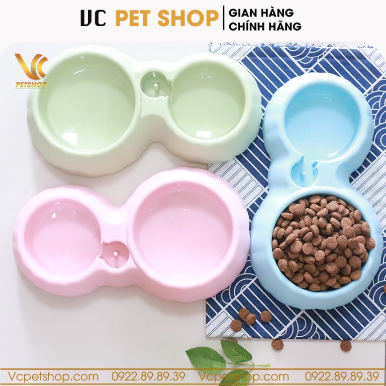 Bát ăn đôi cho chó mèo bằng nhựa VCBA01