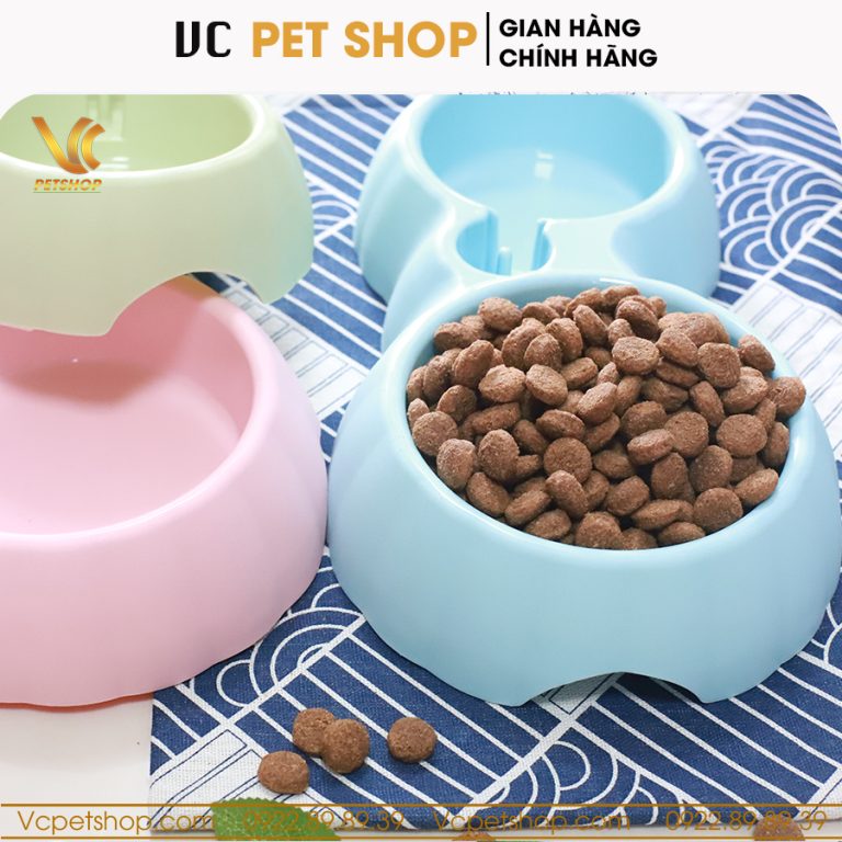Bát ăn đôi cho chó mèo bằng nhựa VCBA01