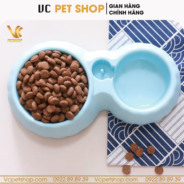 Bát ăn đôi cho chó mèo bằng nhựa VCBA01