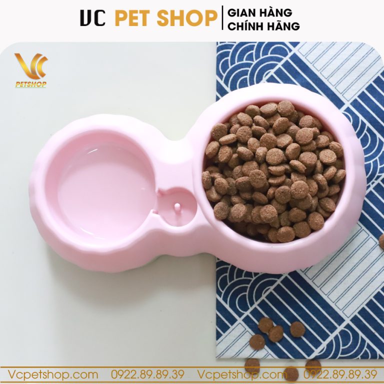 Bát ăn đôi cho chó mèo bằng nhựa VCBA01