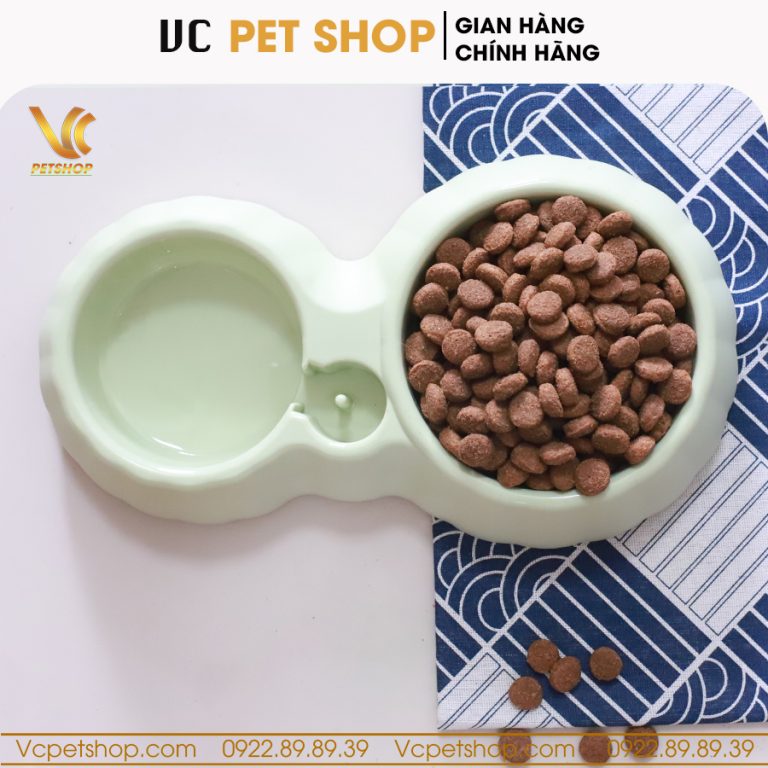 Bát ăn đôi cho chó mèo bằng nhựa VCBA01