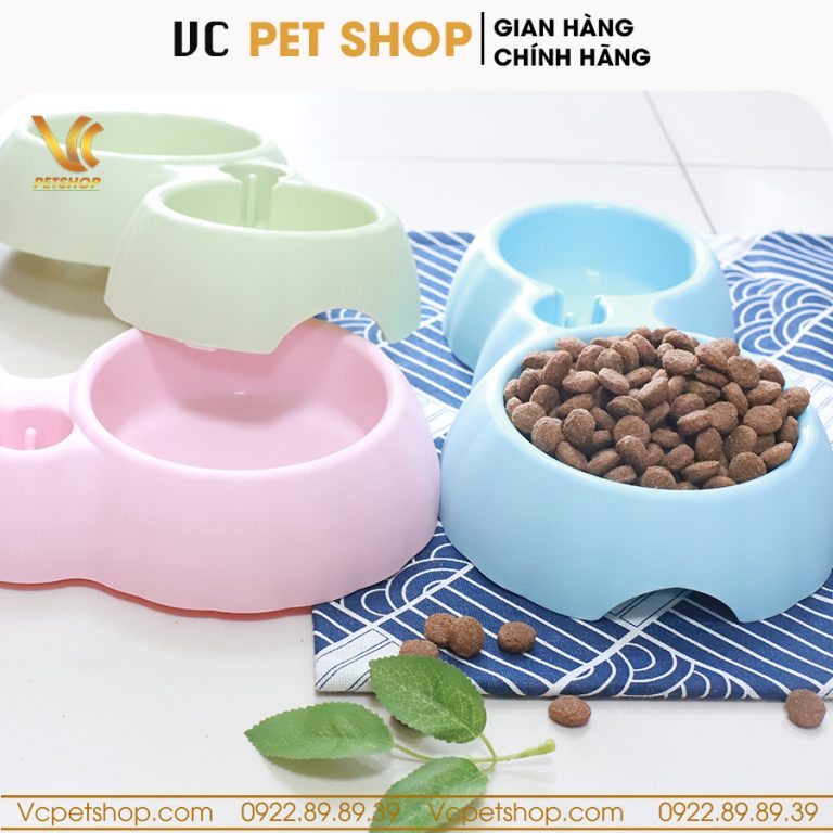 Bát ăn đôi cho chó mèo bằng nhựa VCBA01