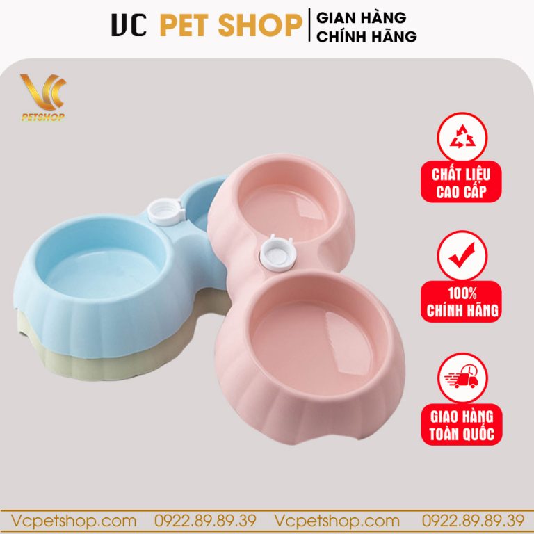 Bát ăn đôi cho chó mèo bằng nhựa VCBA01