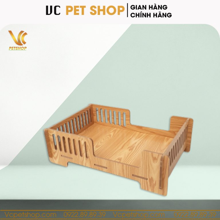 Giường cho chó mèo bằng gỗ cao cấp VC05