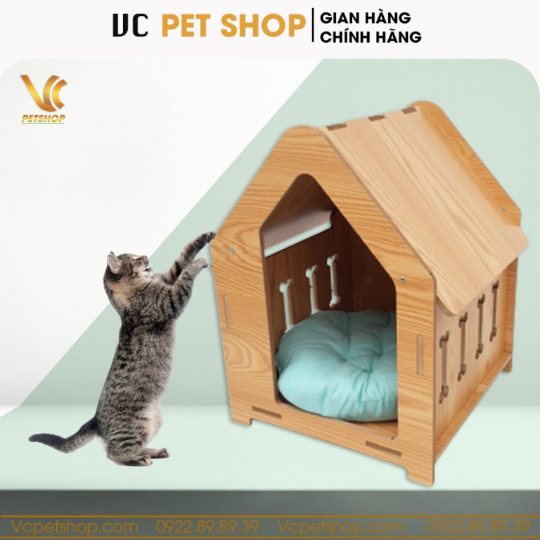 Nhà cho chó mèo bằng gỗ cao cấp VC04