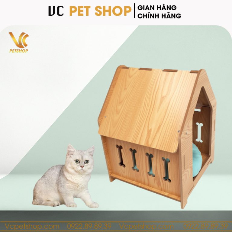 Nhà cho chó mèo bằng gỗ cao cấp VC04