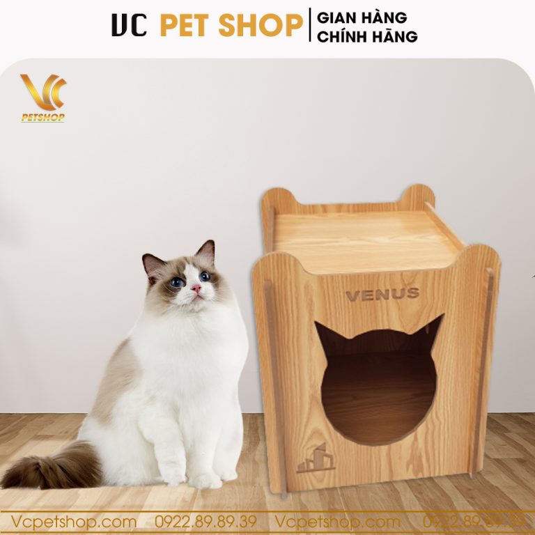 Nhà gỗ cho mèo hình vuông VC03