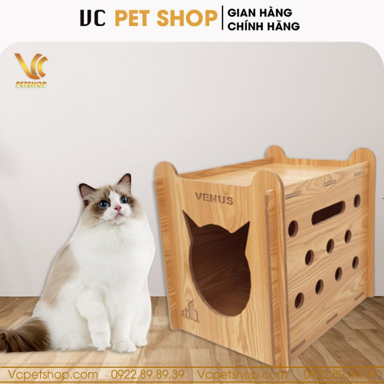 Nhà gỗ cho mèo hình vuông VC03