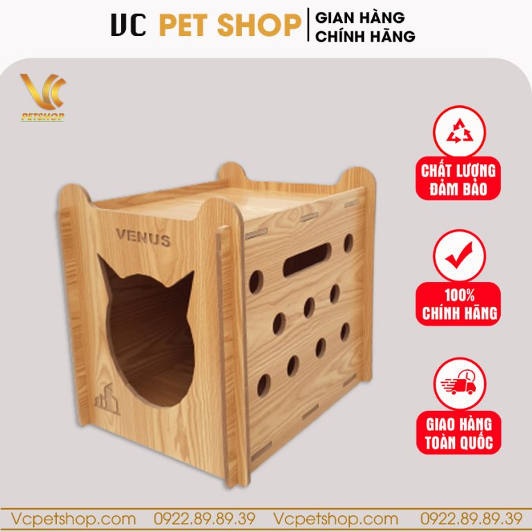 Nhà gỗ cho mèo hình vuông VC03