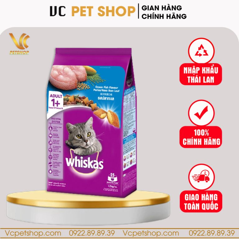 Thức ăn hạt Whiskas cho mèo trưởng thành vị cá biển