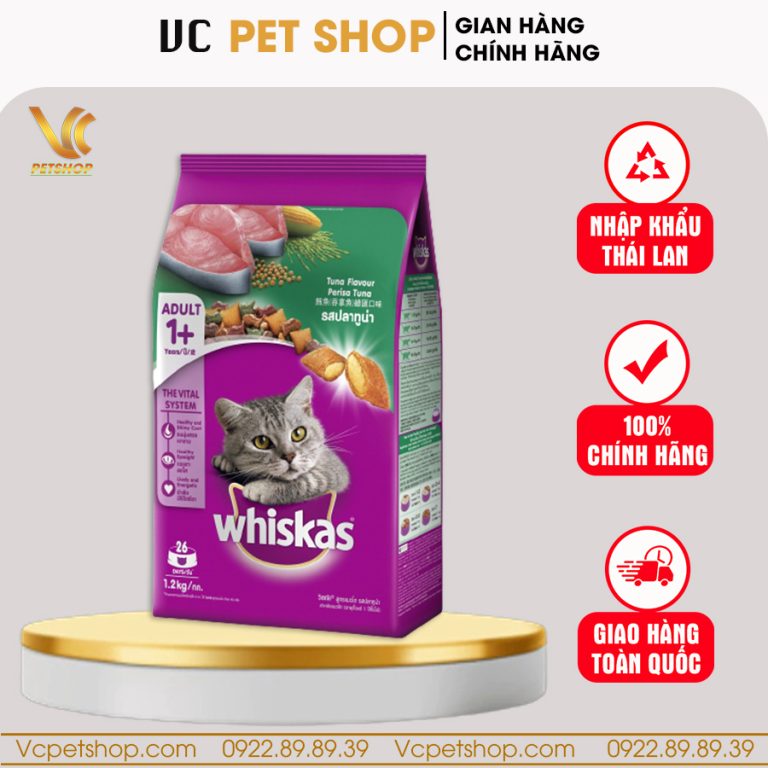 Thức ăn hạt Whiskas cho mèo trưởng thành vị cá ngừ