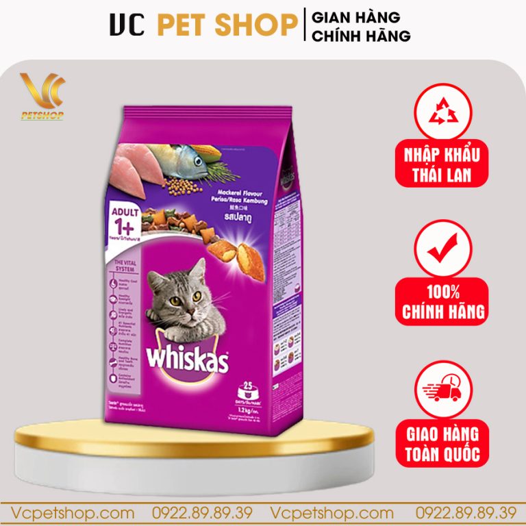 Thức ăn hạt Whiskas cho mèo trưởng thành vị cá thu