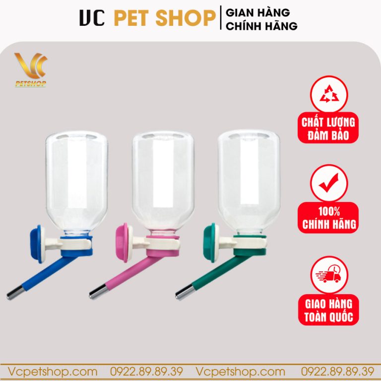 Bình nước treo chuồng chó mèo loại 500ml VCBN01