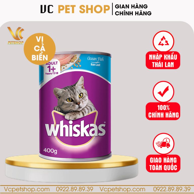 Pate Whiskas 400g dạng lon cho mèo lớn vị cá biển