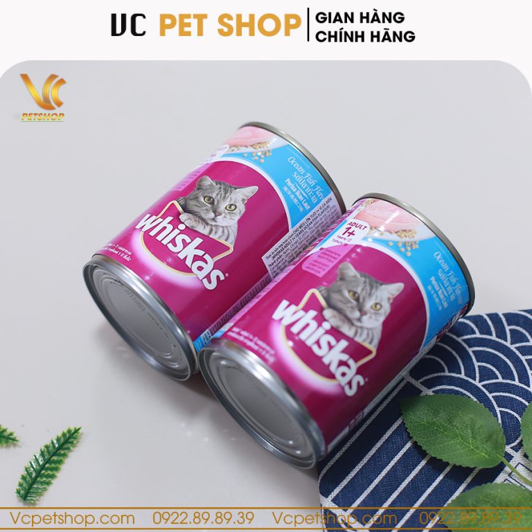 Pate Whiskas 400g dạng lon cho mèo lớn vị cá biển