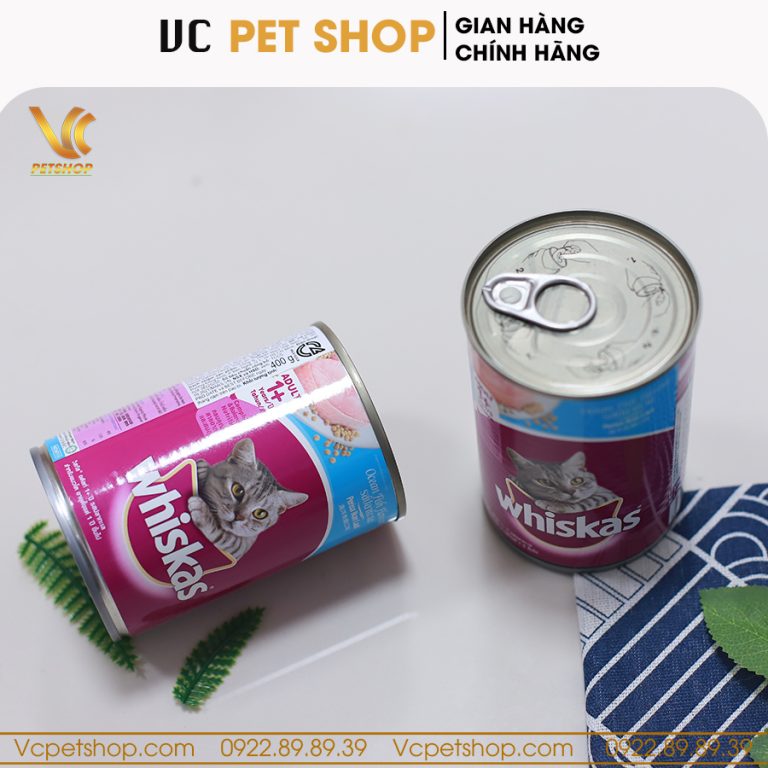 Pate Whiskas 400g dạng lon cho mèo lớn vị cá biển