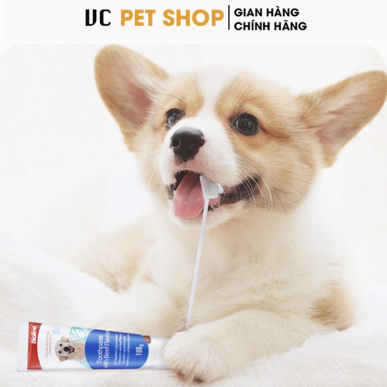 Bộ Bàn Chải Đánh Răng Cho Chó Mèo Bioline Kèm Kem Đánh Răng 100g