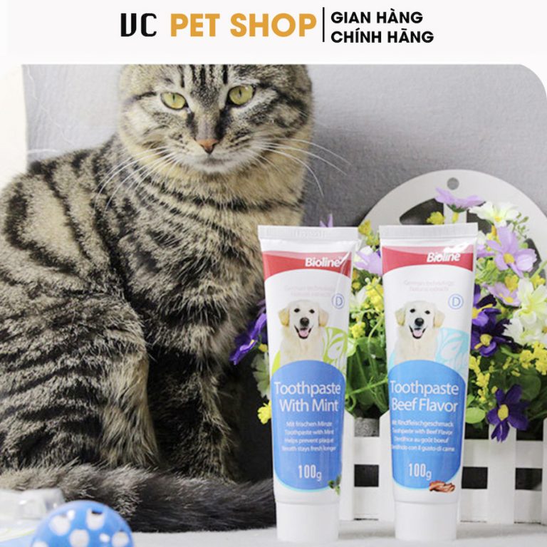 Bộ Bàn Chải Đánh Răng Cho Chó Mèo Bioline Kèm Kem Đánh Răng 100g