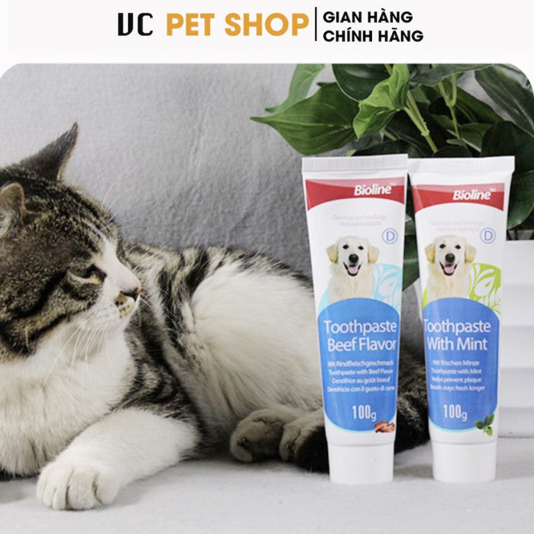 Bộ Bàn Chải Đánh Răng Cho Chó Mèo Bioline Kèm Kem Đánh Răng 100g