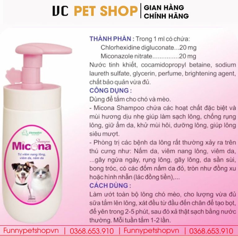 Sữa Tắm Trị Nấm Micona Cho Chó Mèo
