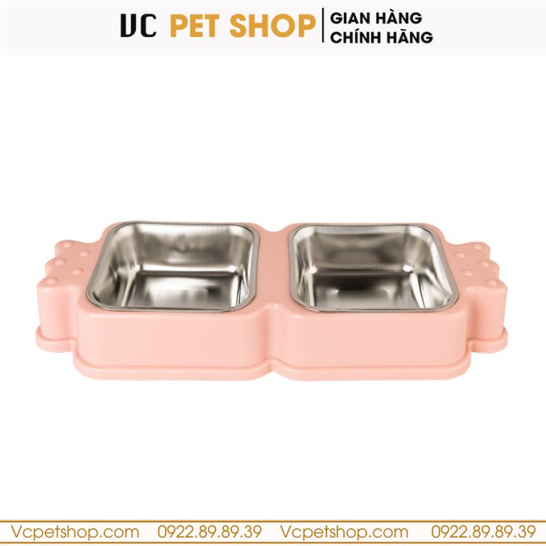 Bát Ăn Đôi Inox Cho Chó Mèo Hình Kẹo Siêu Xinh
