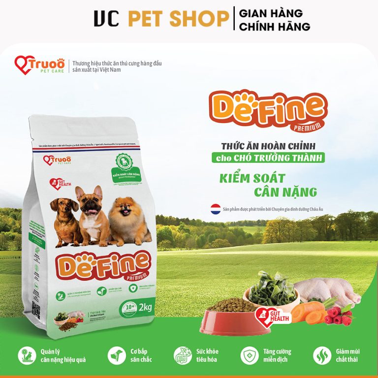 Thức ăn cho chó trưởng thành Define giúp kiểm soát cân nặng