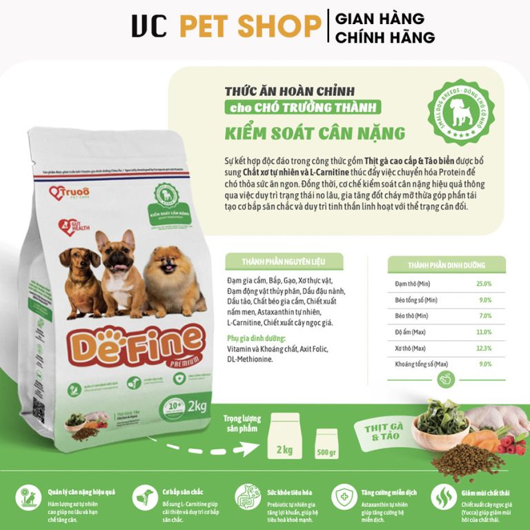 Thành phần chính của thức ăn cho chó trưởng thành Define