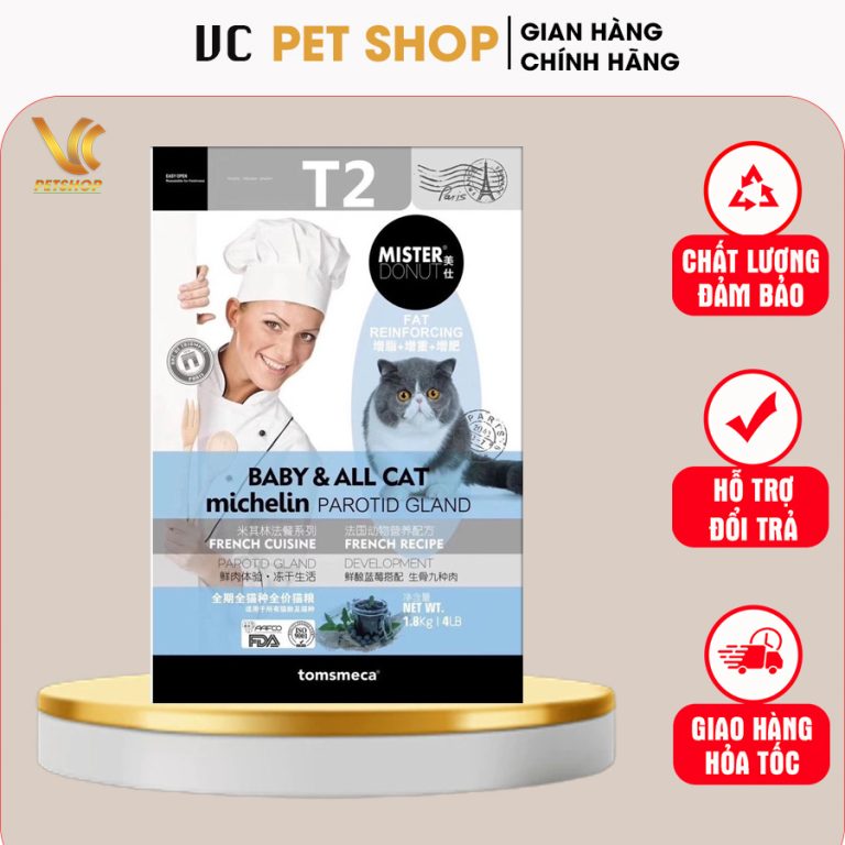 Thức Ăn Hạt Cho Mèo Mister Donut T2 Cho Mèo Trưởng Thành