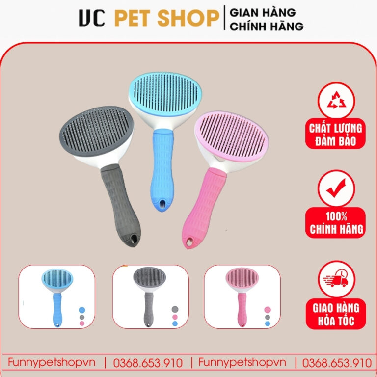 Lược Chải Lông Mèo Có Nút Bấm Đẩy Lông Tự Động