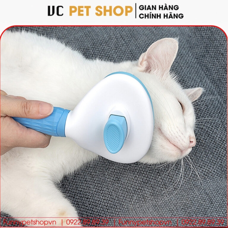 Lược Chải Lông Mèo Có Nút Bấm Đẩy Lông Tự Động
