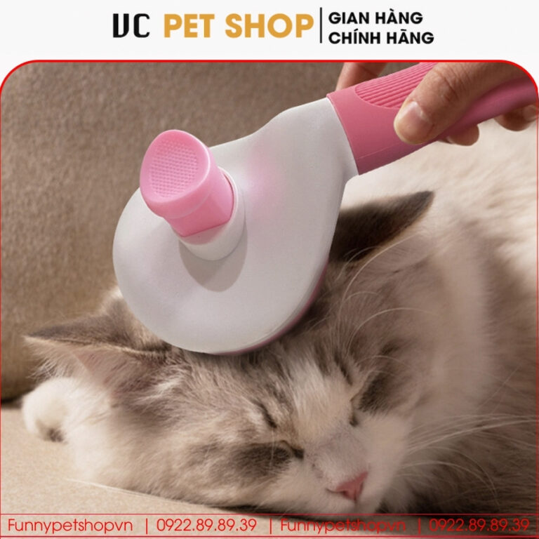 Lược Chải Lông Mèo Có Nút Bấm Đẩy Lông Tự Động