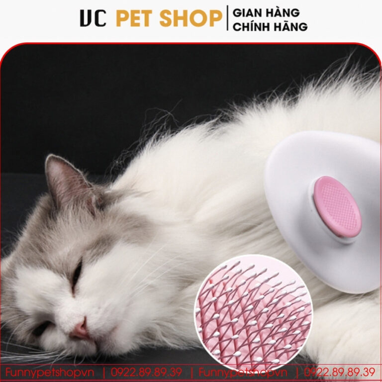 Lược Chải Lông Mèo Có Nút Bấm Đẩy Lông Tự Động