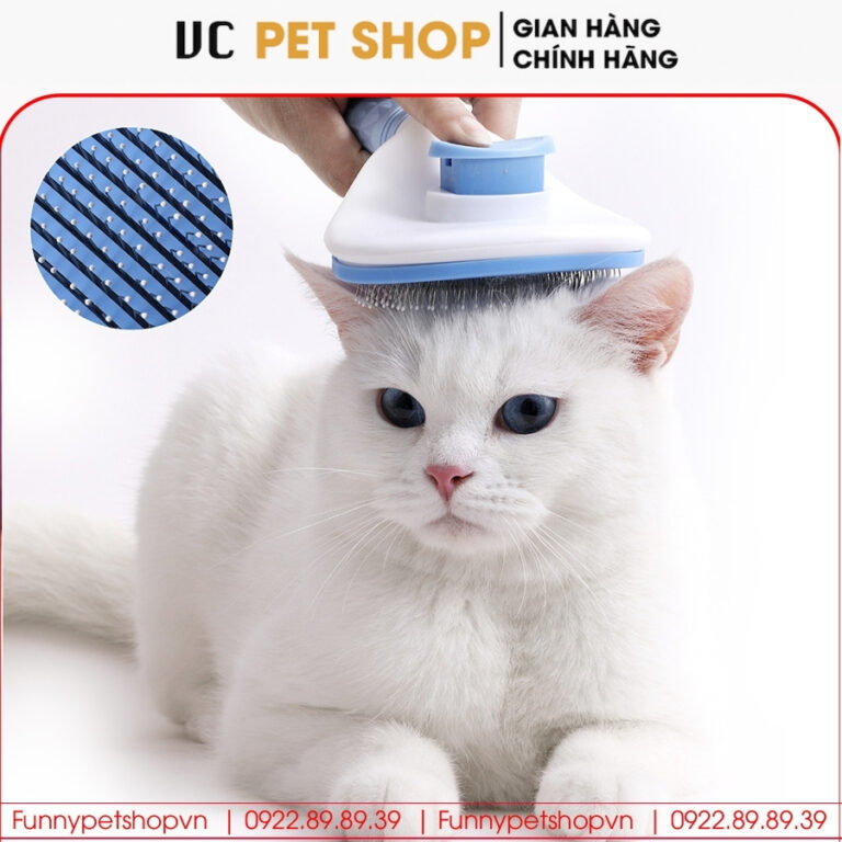 Lược Chải Lông Mèo Có Nút Bấm Đẩy Lông Tự Động
